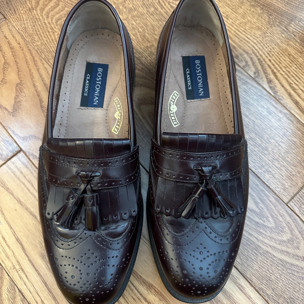 Bostonian Brown Tassel Leather Loafers for Men Size 8